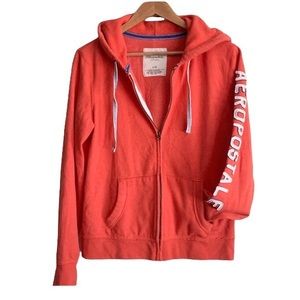 Aeropostale Red Hoodie Jacket with Logo Sleeve Excellent Condition Size Large L